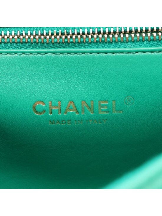 Chanel Backpack Quilted Square Chain Green Lambskin main image 7
